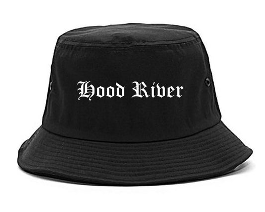 Hood River Oregon OR Old English Mens Bucket Hat Black
