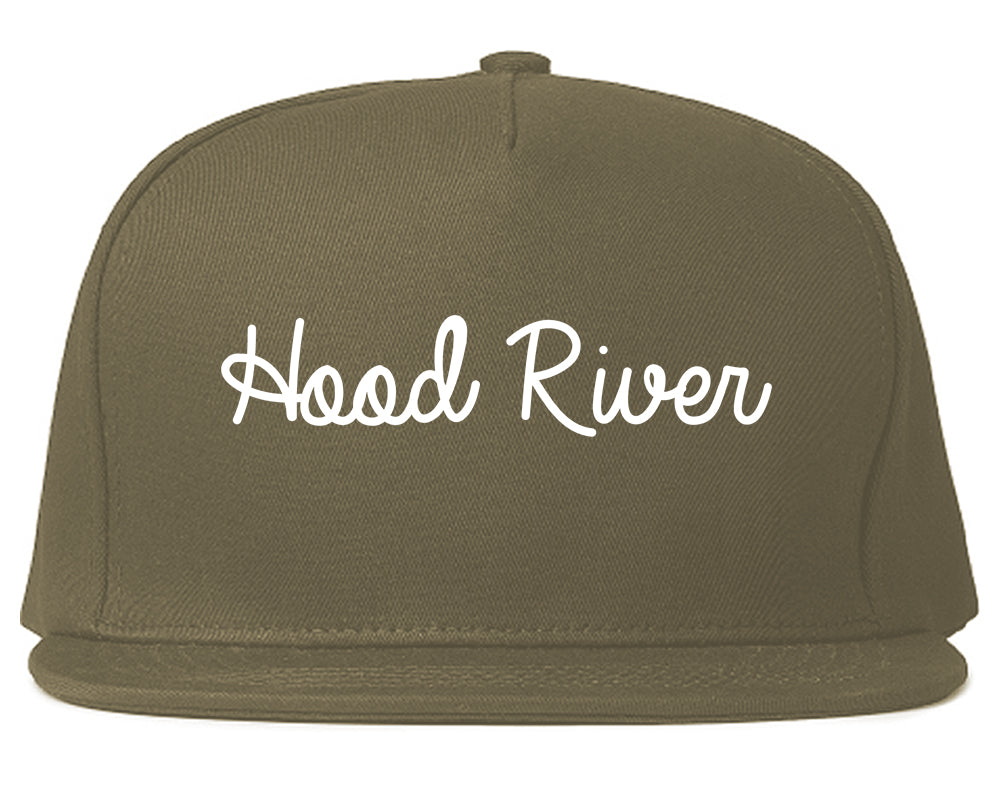Hood River Oregon OR Script Mens Snapback Hat Grey