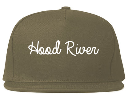 Hood River Oregon OR Script Mens Snapback Hat Grey