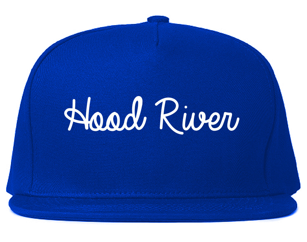 Hood River Oregon OR Script Mens Snapback Hat Royal Blue