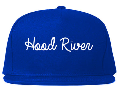 Hood River Oregon OR Script Mens Snapback Hat Royal Blue