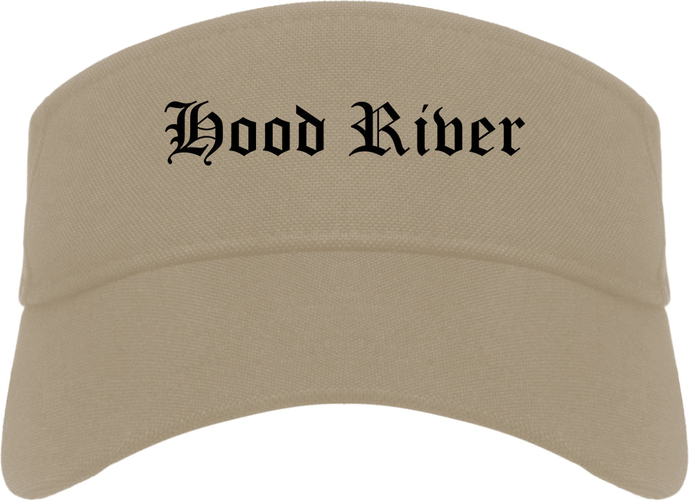 Hood River Oregon OR Old English Mens Visor Cap Hat Khaki