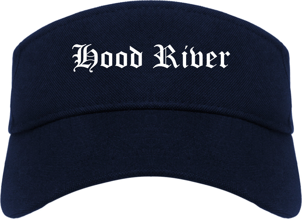 Hood River Oregon OR Old English Mens Visor Cap Hat Navy Blue