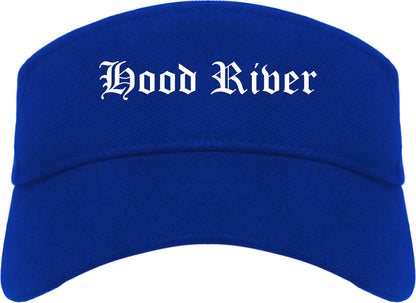 Hood River Oregon OR Old English Mens Visor Cap Hat Royal Blue
