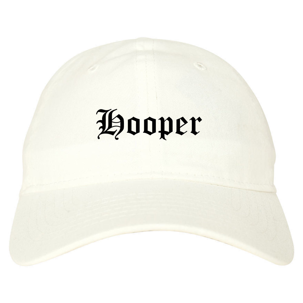 Hooper Utah UT Old English Mens Dad Hat Baseball Cap White