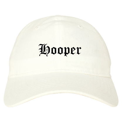 Hooper Utah UT Old English Mens Dad Hat Baseball Cap White