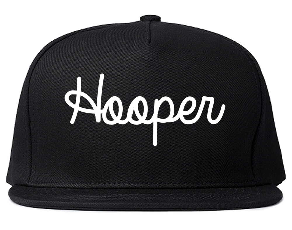 Hooper Utah UT Script Mens Snapback Hat Black