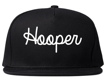 Hooper Utah UT Script Mens Snapback Hat Black