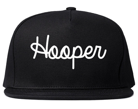 Hooper Utah UT Script Mens Snapback Hat Black