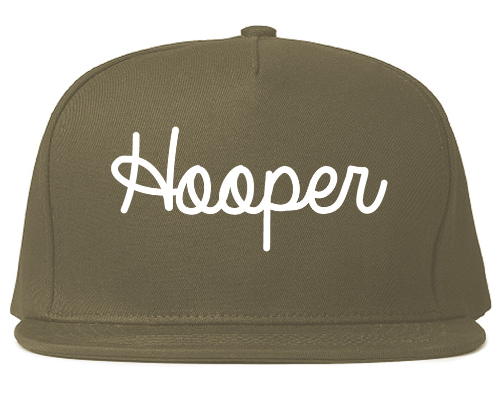 Hooper Utah UT Script Mens Snapback Hat Grey