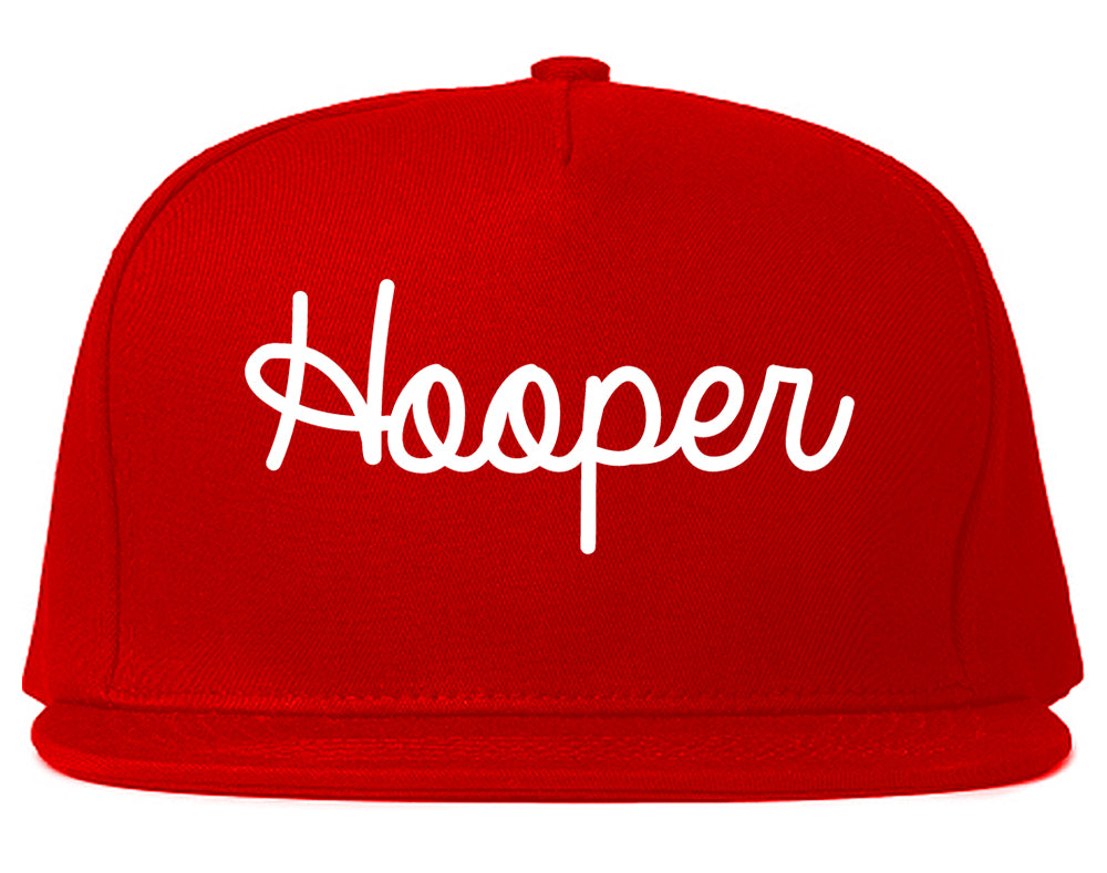 Hooper Utah UT Script Mens Snapback Hat Red