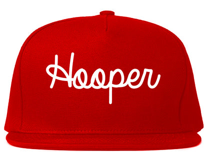 Hooper Utah UT Script Mens Snapback Hat Red