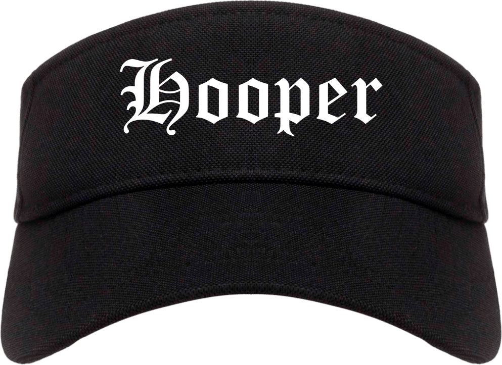 Hooper Utah UT Old English Mens Visor Cap Hat Black