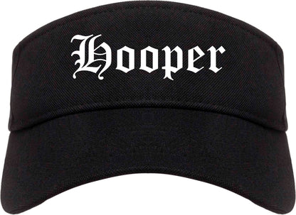 Hooper Utah UT Old English Mens Visor Cap Hat Black