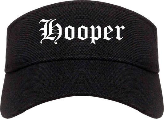 Hooper Utah UT Old English Mens Visor Cap Hat Black