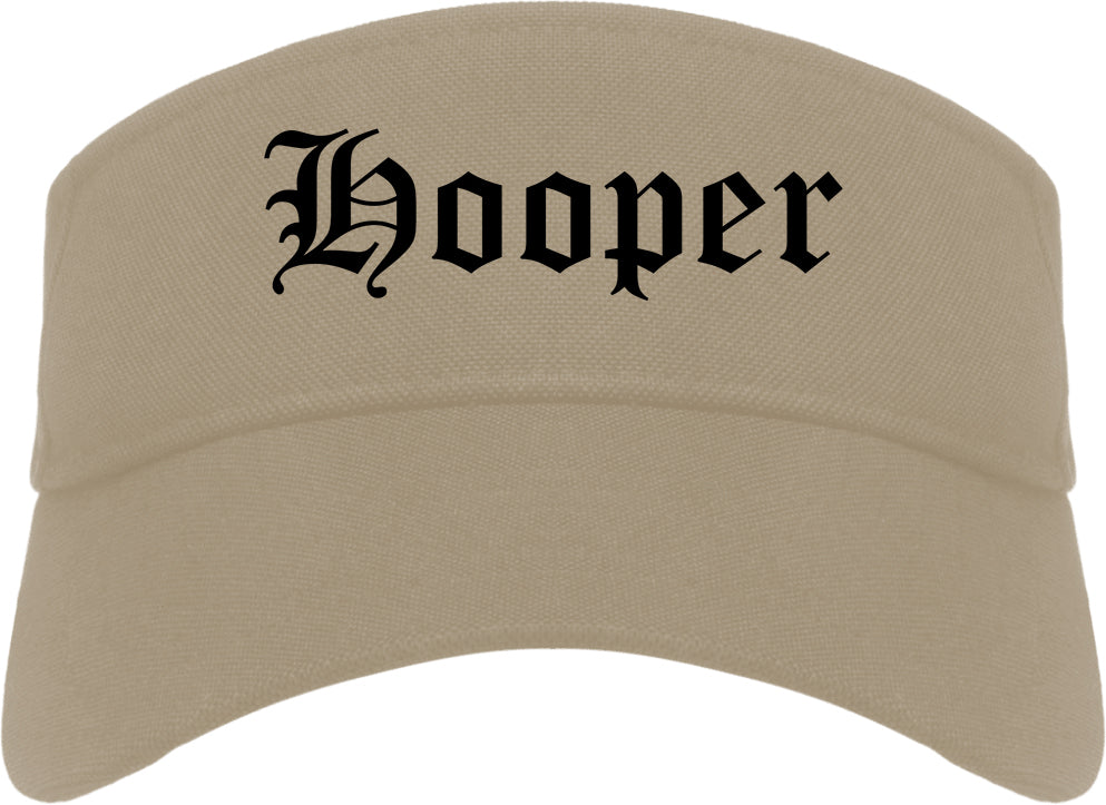 Hooper Utah UT Old English Mens Visor Cap Hat Khaki