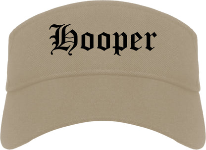 Hooper Utah UT Old English Mens Visor Cap Hat Khaki