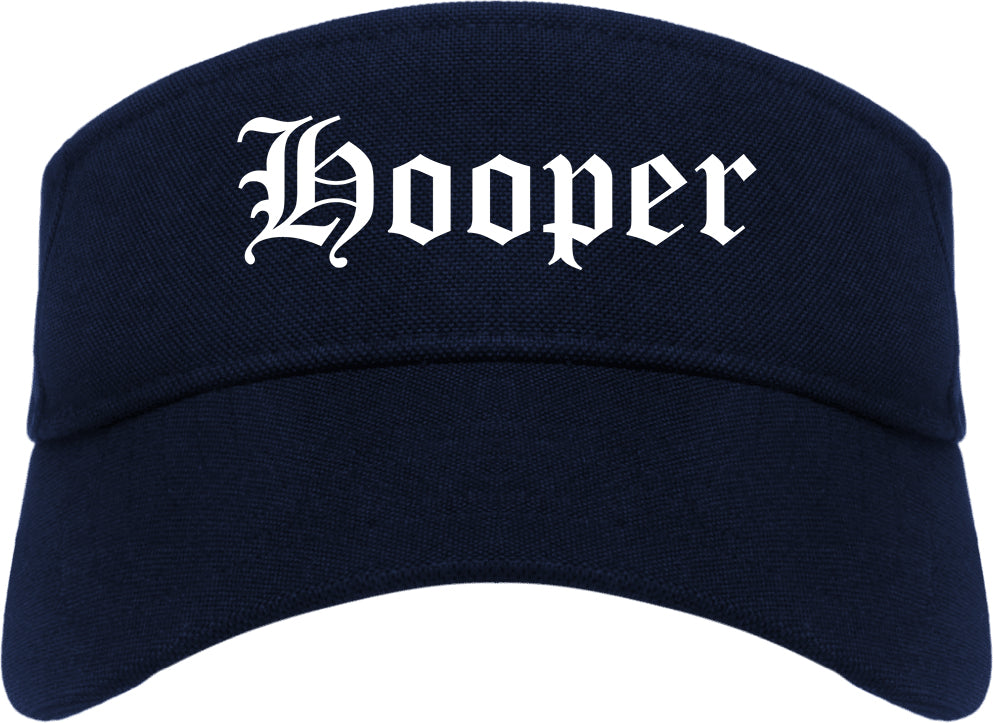 Hooper Utah UT Old English Mens Visor Cap Hat Navy Blue