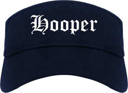 Hooper Utah UT Old English Mens Visor Cap Hat Navy Blue