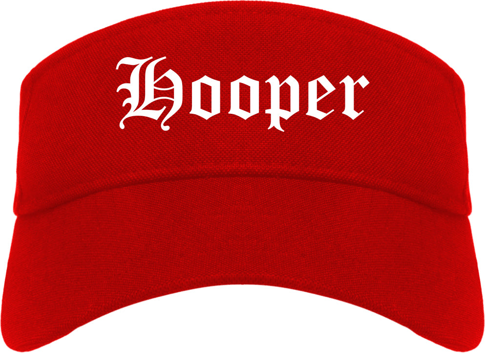 Hooper Utah UT Old English Mens Visor Cap Hat Red