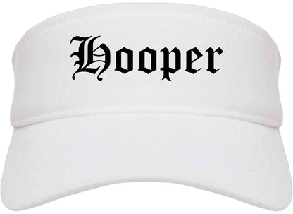 Hooper Utah UT Old English Mens Visor Cap Hat White