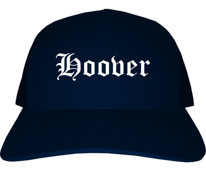 Hoover Alabama AL Old English Mens Trucker Hat Cap Navy Blue