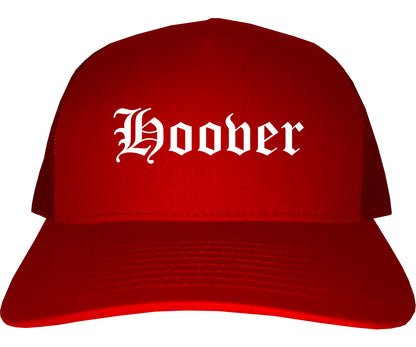 Hoover Alabama AL Old English Mens Trucker Hat Cap Red