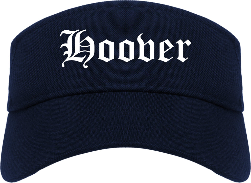 Hoover Alabama AL Old English Mens Visor Cap Hat Navy Blue