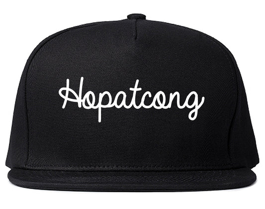 Hopatcong New Jersey NJ Script Mens Snapback Hat Black