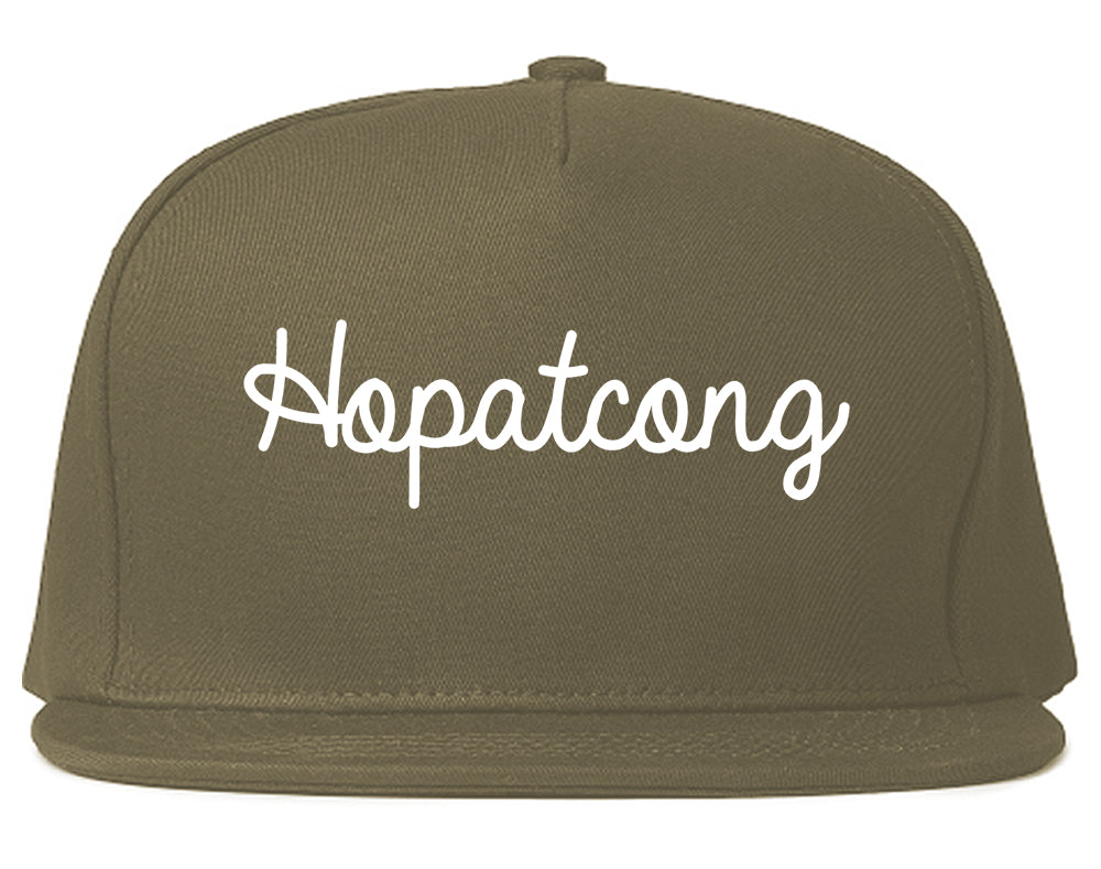 Hopatcong New Jersey NJ Script Mens Snapback Hat Grey