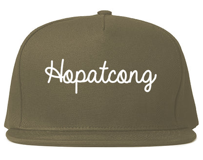 Hopatcong New Jersey NJ Script Mens Snapback Hat Grey