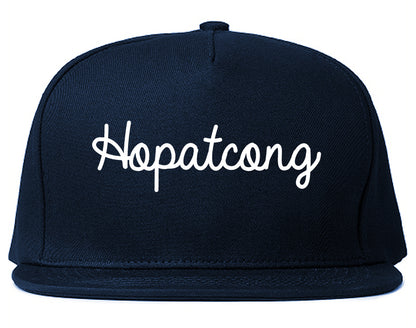 Hopatcong New Jersey NJ Script Mens Snapback Hat Navy Blue