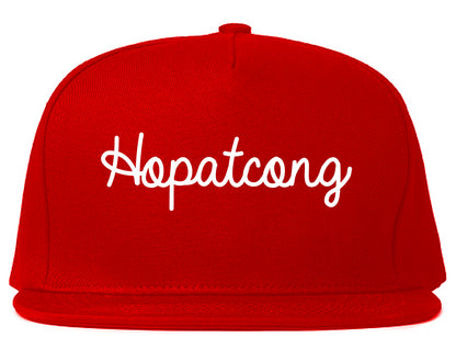 Hopatcong New Jersey NJ Script Mens Snapback Hat Red