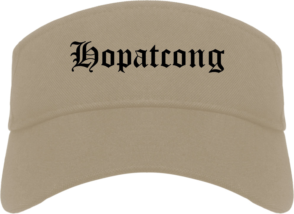 Hopatcong New Jersey NJ Old English Mens Visor Cap Hat Khaki