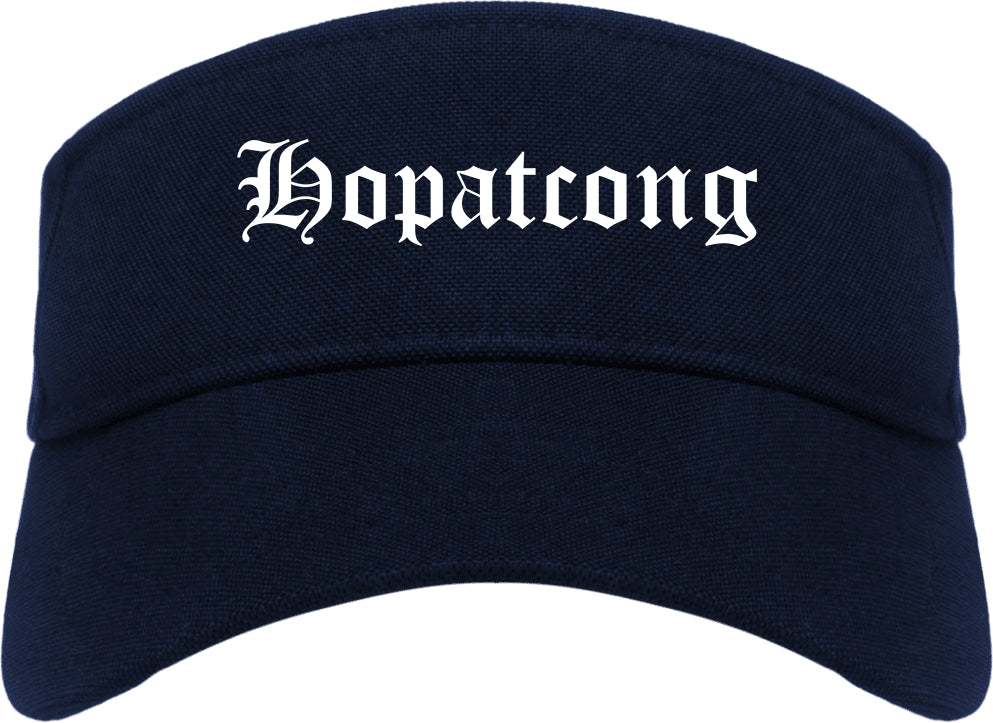 Hopatcong New Jersey NJ Old English Mens Visor Cap Hat Navy Blue