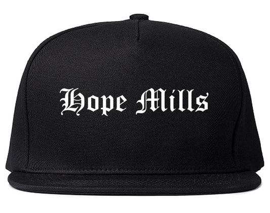 Hope Mills North Carolina NC Old English Mens Snapback Hat Black