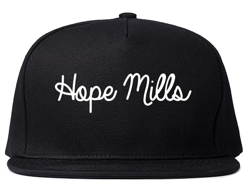 Hope Mills North Carolina NC Script Mens Snapback Hat Black