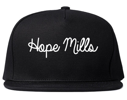Hope Mills North Carolina NC Script Mens Snapback Hat Black