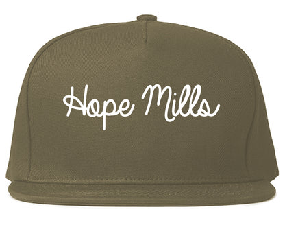 Hope Mills North Carolina NC Script Mens Snapback Hat Grey