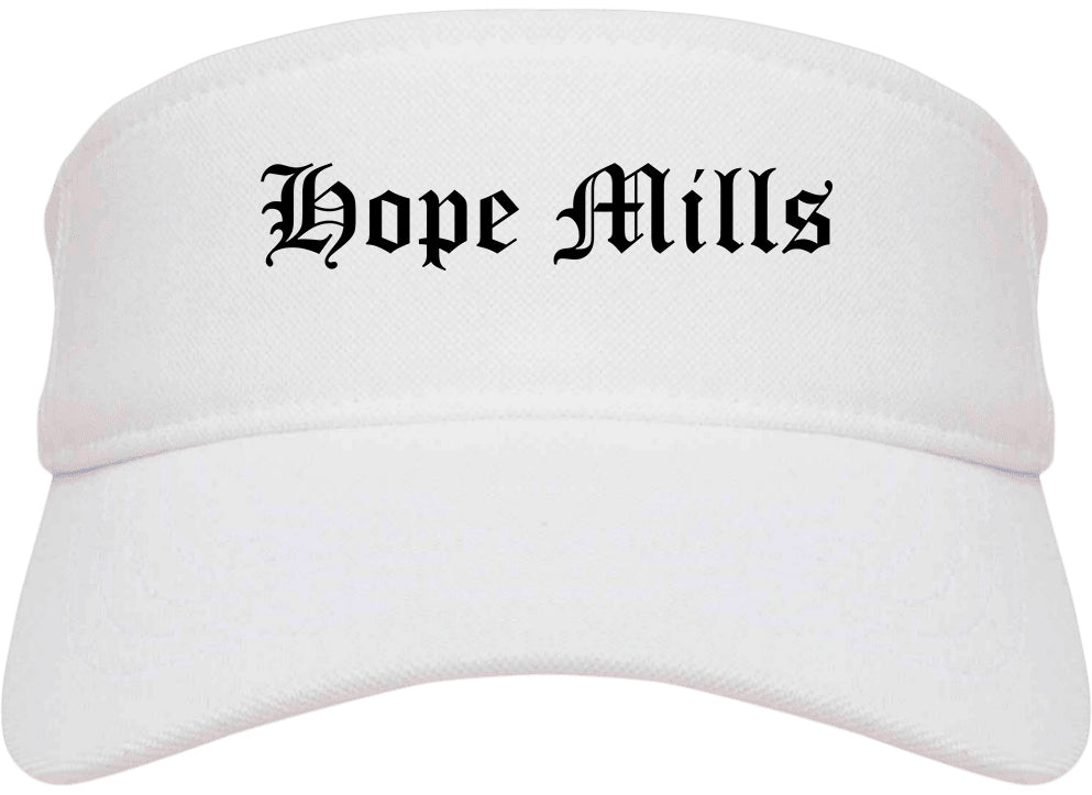 Hope Mills North Carolina NC Old English Mens Visor Cap Hat White