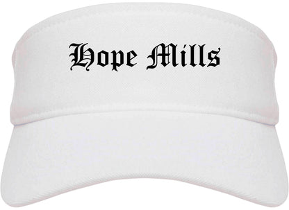 Hope Mills North Carolina NC Old English Mens Visor Cap Hat White