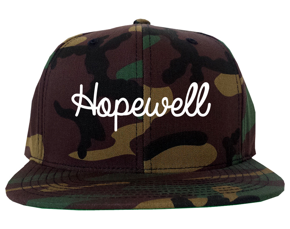Hopewell Virginia VA Script Mens Snapback Hat Army Camo