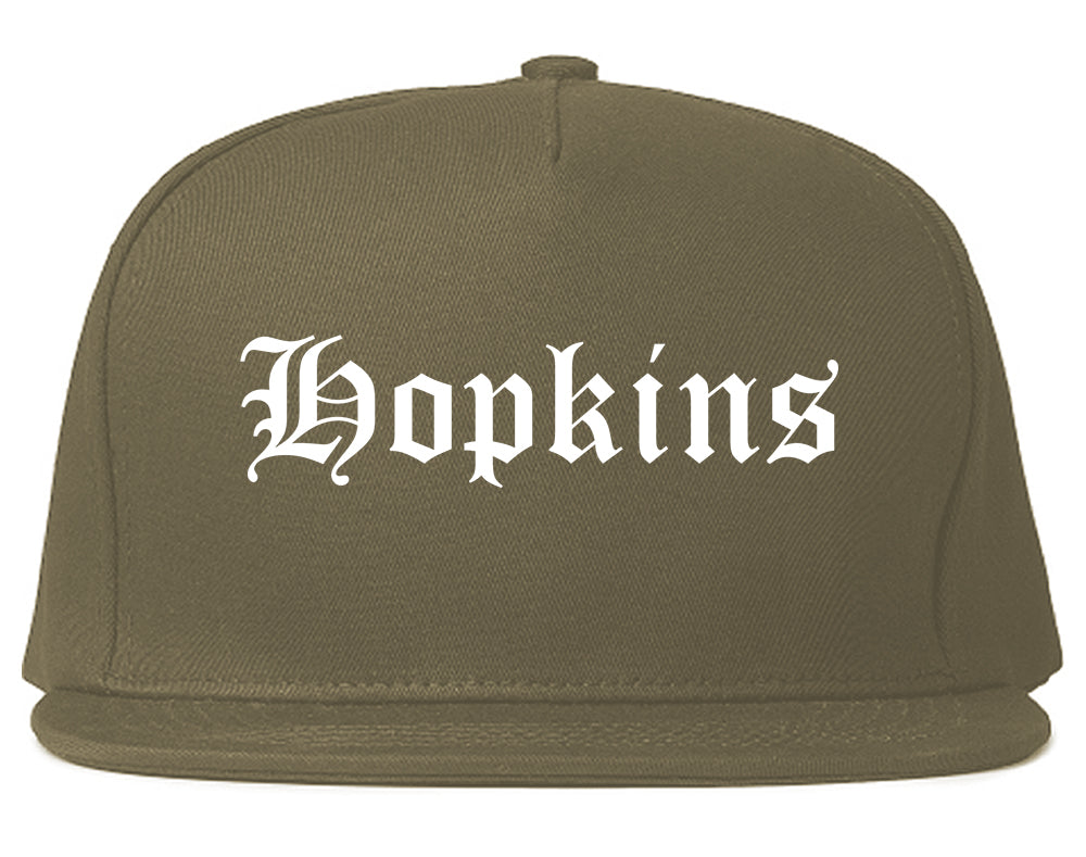 Hopkins Minnesota MN Old English Mens Snapback Hat Grey