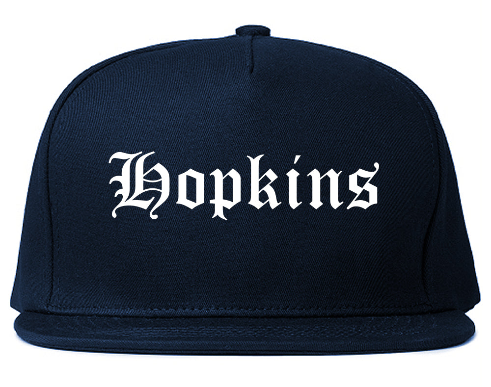Hopkins Minnesota MN Old English Mens Snapback Hat Navy Blue