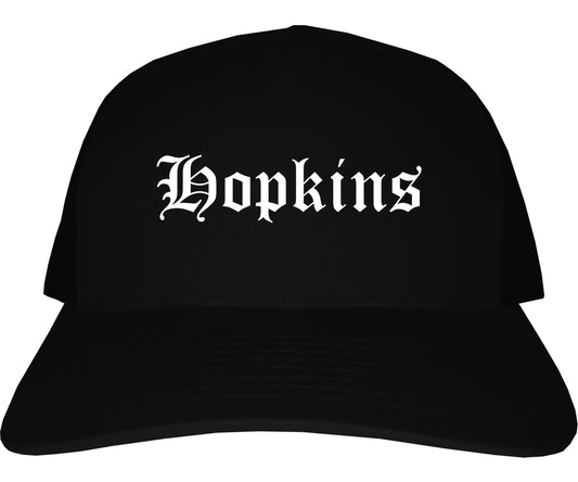 Hopkins Minnesota MN Old English Mens Trucker Hat Cap Black