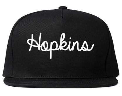 Hopkins Minnesota MN Script Mens Snapback Hat Black