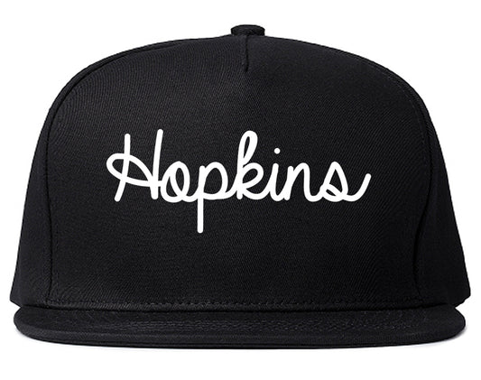 Hopkins Minnesota MN Script Mens Snapback Hat Black