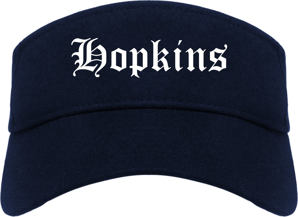 Hopkins Minnesota MN Old English Mens Visor Cap Hat Navy Blue