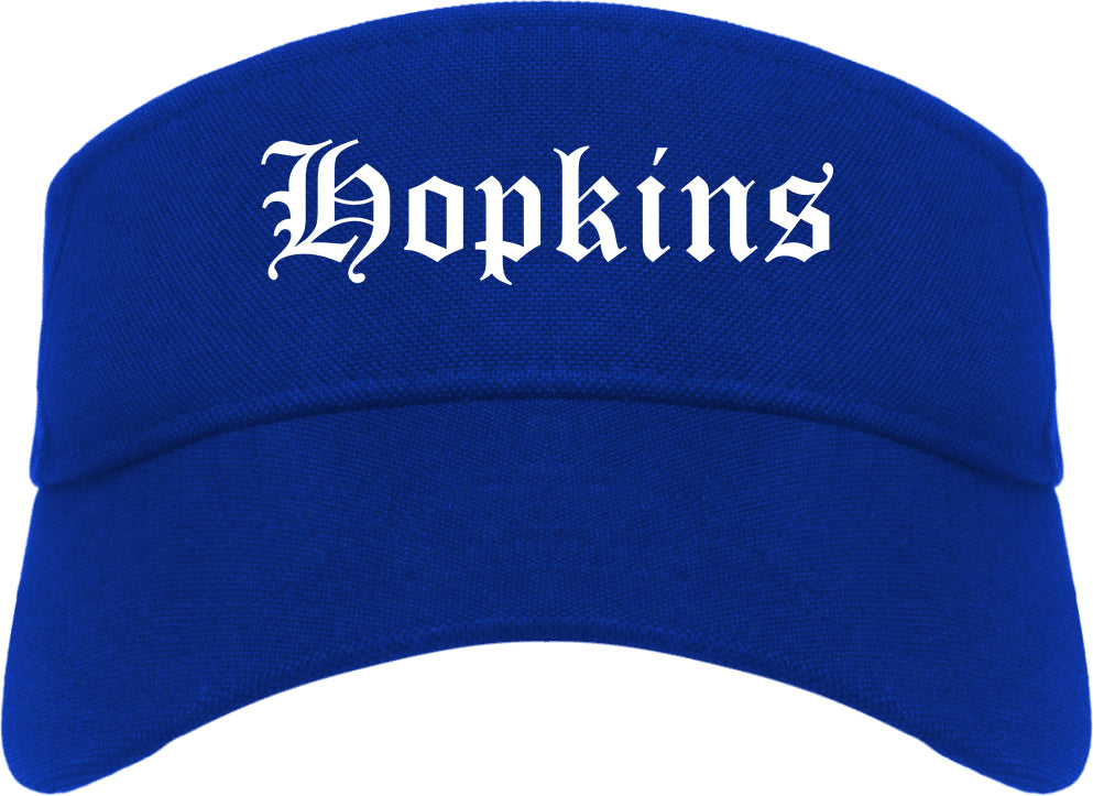 Hopkins Minnesota MN Old English Mens Visor Cap Hat Royal Blue