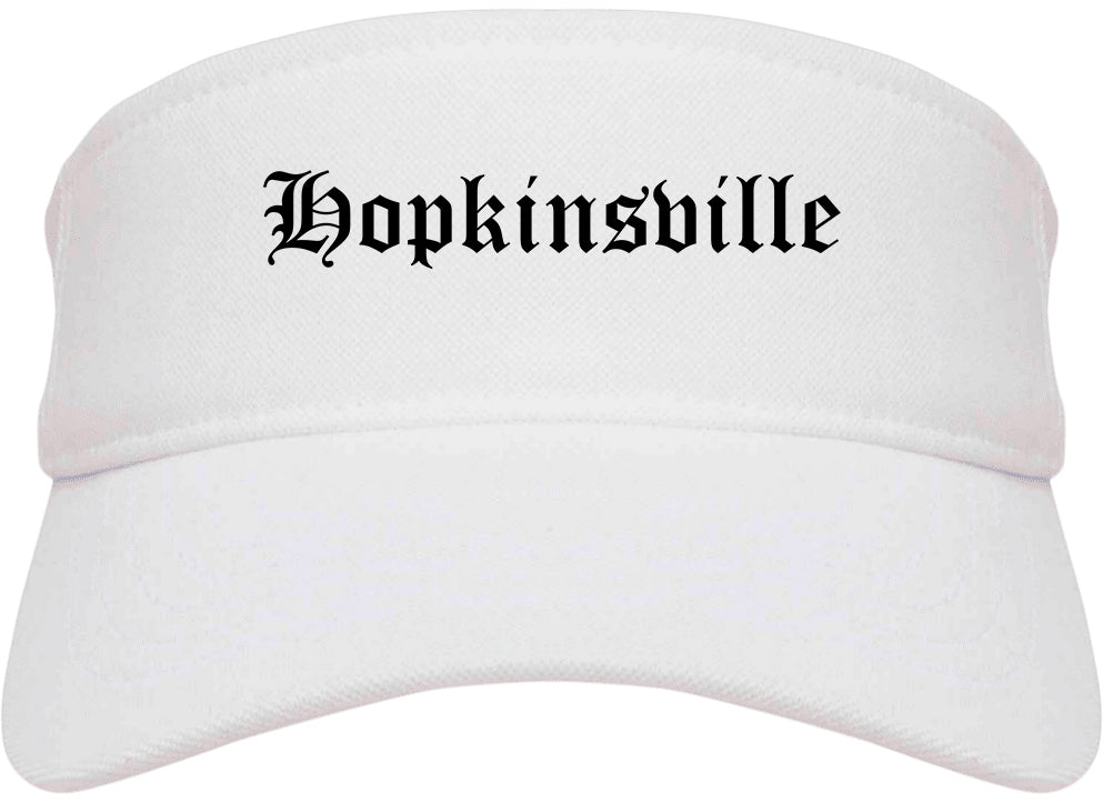 Hopkinsville Kentucky KY Old English Mens Visor Cap Hat White